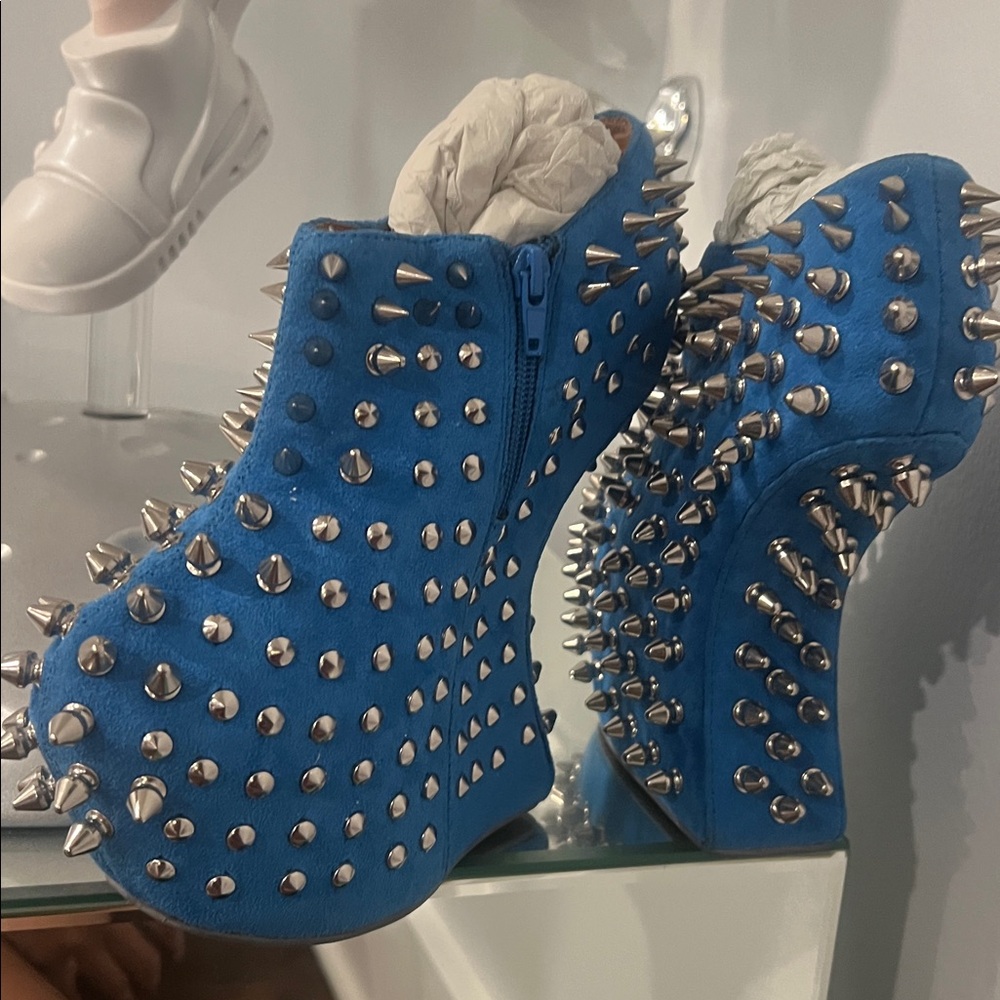 Jeffrey Campbell Blue Spiked Platform Boots